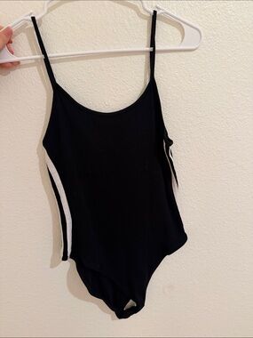 Bershka Black Kids One-Piece with White Side Stripes